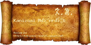 Kanizsai Ménrót névjegykártya